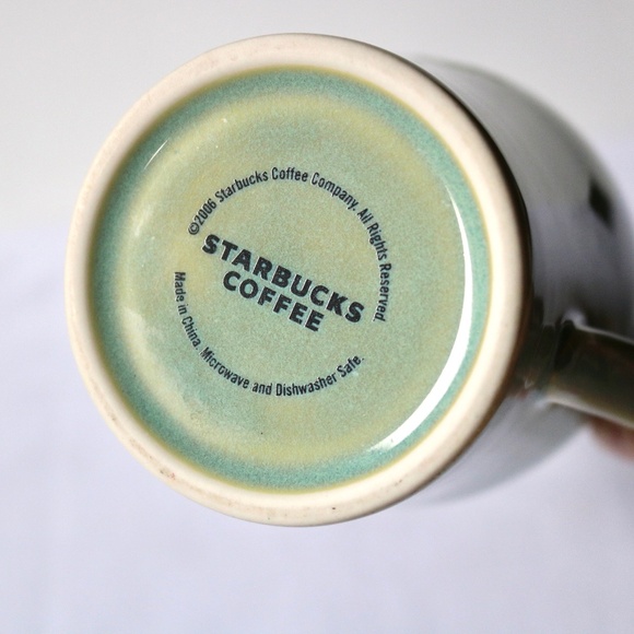 STARBUCKS Green Glaze Leaf Coffee Tea Mug 2006 Porcelain Ceramic Collectible - Picture 4 of 4